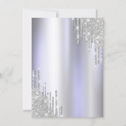 Zilveren Paris Eiffeltoren, Drip Violet Quinceañer Kaart (Achterkant)