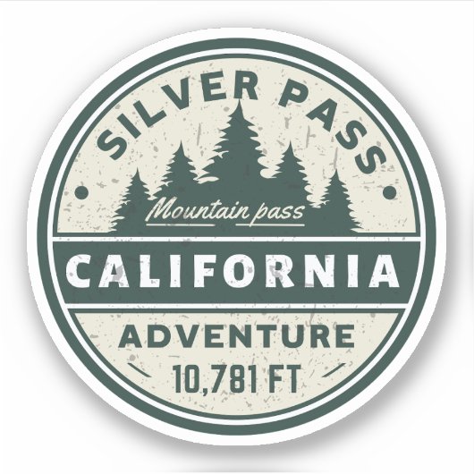 Zilveren pas, Californië wandelpaden Sticker (Voorkant)
