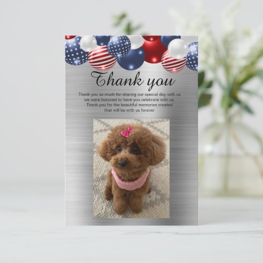 ZILVEREN PATRIOTTISCHE BALLON DANK U KAART (Staand voorkant)