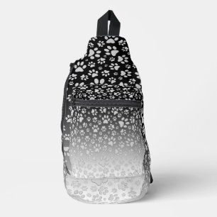 Zilveren patroonpoten op verloopachtergrond sling bag