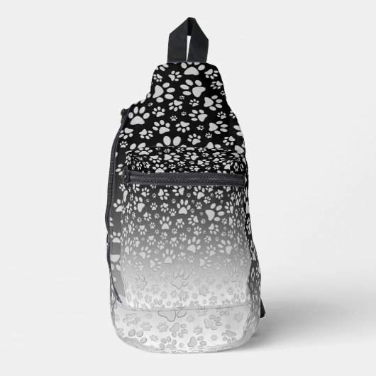 Zilveren patroonpoten op verloopachtergrond sling bag (Voorkant)