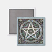 Zilveren Pentacle vierkante magneet (Voorkant / Achterkant)