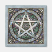 Zilveren Pentacle vierkante magneet (Voorkant)