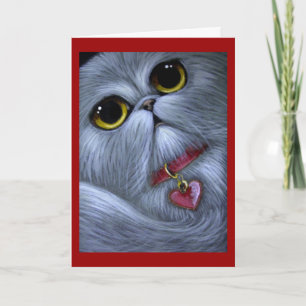 ZILVEREN PERZISCHE KAT - WEES MIJN VALENTIJN Kaart