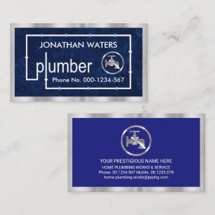 Zilveren Pijpleiding In Blauwe Water Grunge Visitekaartje