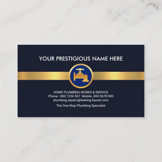 Zilveren pijpmoersleutel Home Loodgieterswerk Visitekaartje (Achterkant)