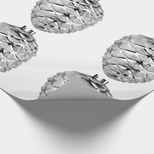 Zilveren Pinecone Ornamenten inpakpapier (Hoek)