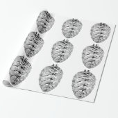 Zilveren Pinecone Ornamenten inpakpapier (Uitgerold)