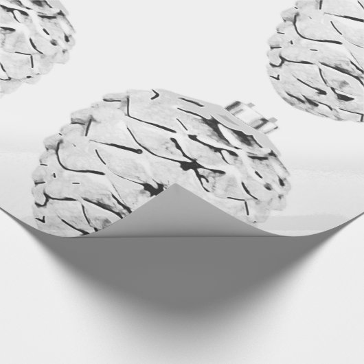 Zilveren Pinecones Wit Inpakpapier (Hoek)