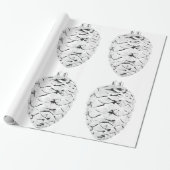 Zilveren Pinecones Wit Inpakpapier (Uitgerold)
