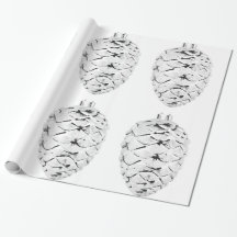 Zilveren Pinecones Wit Inpakpapier