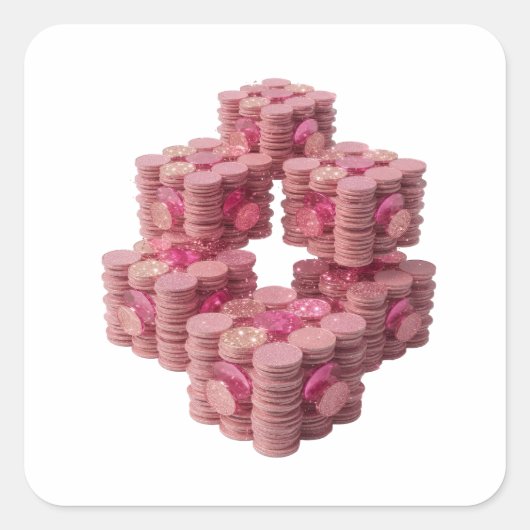 Zilveren PINK COINS-cadeausticker Vierkante Sticker (Voorkant)