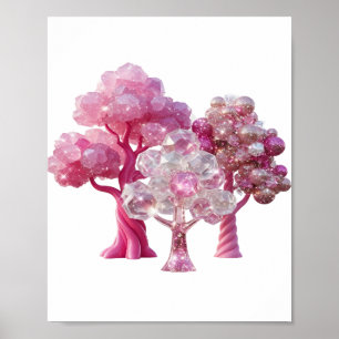 Zilveren PINK DIAMOND TREES Citaat Shirt met een r Poster