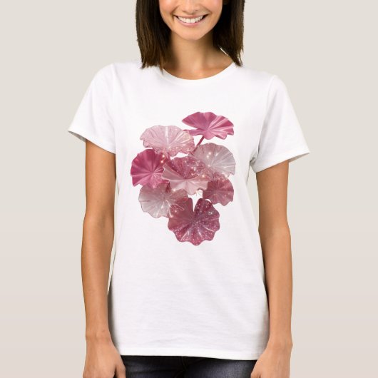 Zilveren PINK GLITTERBLADEREN Statement T-shirt me (Voorkant)