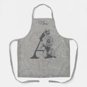 Zilveren Pioen Elegante Monogram Eerste Letter A N Schort (Voorkant)