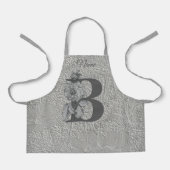 Zilveren Pioen Elegante Monogram Initiaal B Naam Schort (Voorkant)