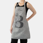 Zilveren Pioen Elegante Monogram Initiaal B Naam   Schort (Insitu)