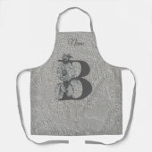 Zilveren Pioen Elegante Monogram Initiaal B Naam   Schort (Voorkant)