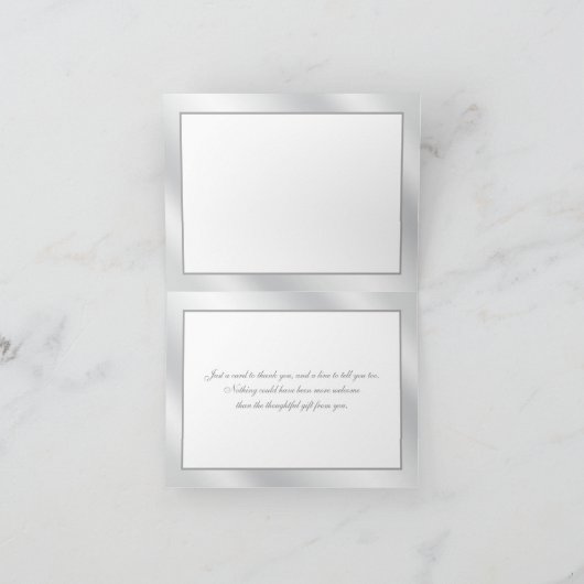 Zilveren Pioen op Witte Dankkaart Bedankkaart (Binnen)