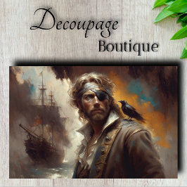 Zilveren Piraat Kapitein Decoupage Tissuepapier