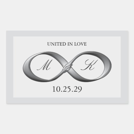 Zilveren Platinum Infinity Hand gesp bruiloft guns Rechthoekige Sticker (Voorkant)