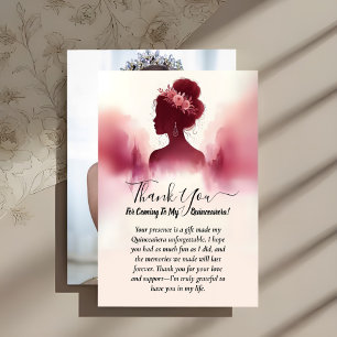 Zilveren Plum Kant Gown Boho Bourgogne Quinceanera Bedankkaart