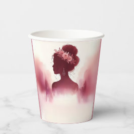 Zilveren Plum Kant Gown Boho Bourgogne Quinceanera Papieren Bekers