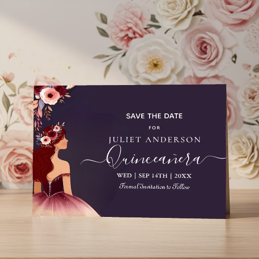 Zilveren Plum Kant Gown Boho Bourgogne Quinceanera Save The Date