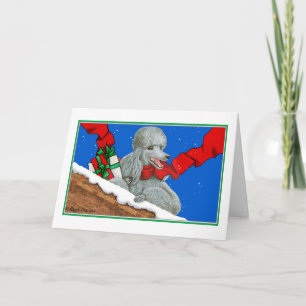 Zilveren Poedel Kerst of Vakantie Kaarten Notities