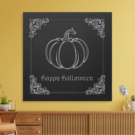 Zilveren pompoen Halloween Canvas Afdruk (Insitu (Woonkamer))