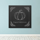 Zilveren pompoen Halloween Canvas Afdruk (Insitu (Houten vloer))