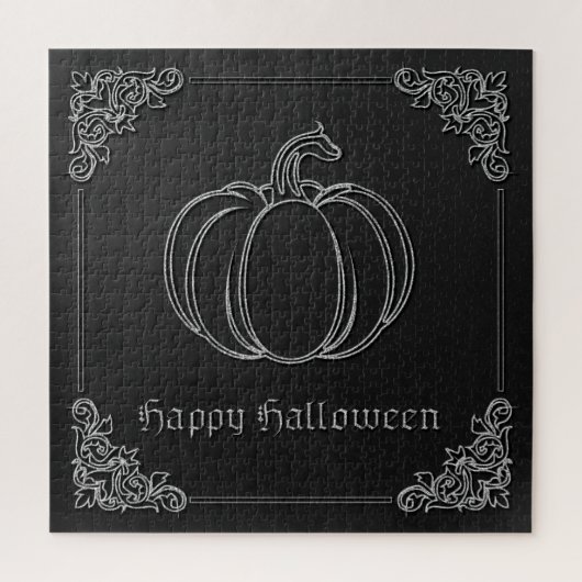 Zilveren pompoen Halloween Legpuzzel (Verticaal)