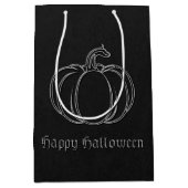Zilveren pompoen Halloween Medium Cadeauzakje (Voorkant)