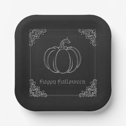 Zilveren pompoen Halloween Papieren Bordje (Voorkant)