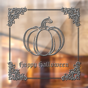 Zilveren pompoen Halloween Raamsticker