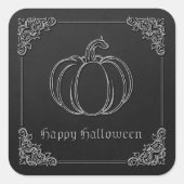 Zilveren pompoen Halloween Vierkante Sticker (Voorkant)
