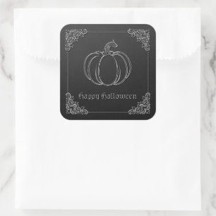 Zilveren pompoen Halloween Vierkante Sticker