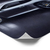 Zilveren Porsche Auto op een regenachtige nacht Poster (Hoek)