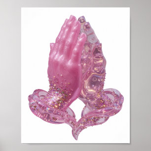 Zilveren PRAYING HANDS met een randje Poster