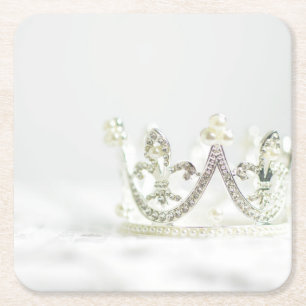 Zilveren Prinsessen Kroon Kartonnen Onderzetters