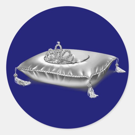 Zilveren Prinsessen Tiara Ronde Sticker (Voorkant)
