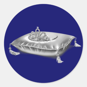 Zilveren Prinsessen Tiara Ronde Sticker