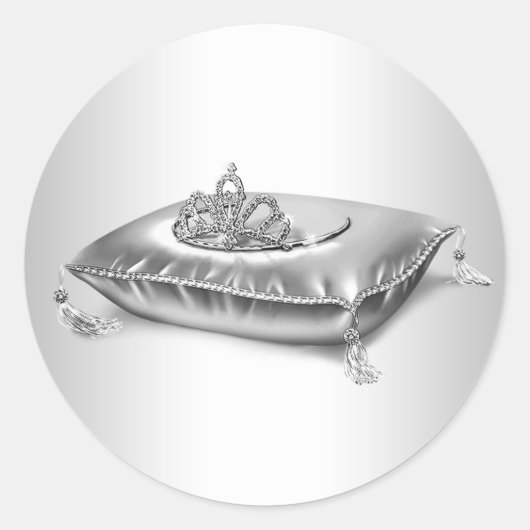 Zilveren Prinsessen Tiara Stickers (Voorkant)