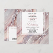 *~* Zilveren QR BLUSH ROZE AGATE AR66 RSVP Bruilof Kaart (Voorkant / Achterkant)