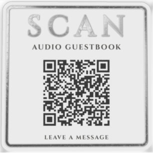 Zilveren QR-code audio-gastenboek instructies LABE Sticker