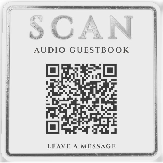 Zilveren QR-code audio-gastenboek instructies LABE Sticker (Voorkant)