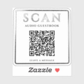 Zilveren QR-code audio-gastenboek instructies LABE Sticker (Vel)