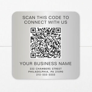 Zilveren QR-code Bedrijf Vierkante Sticker