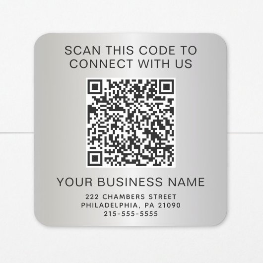 Zilveren QR-code Bedrijf Vierkante Sticker