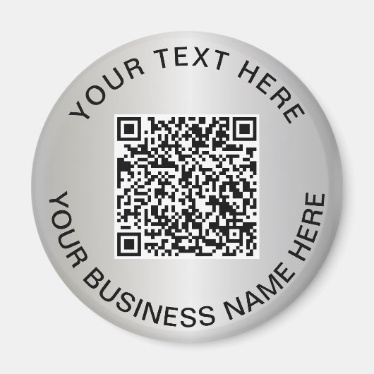 Zilveren QR-code bedrijfs-promomagneet Magneet (Voorkant)